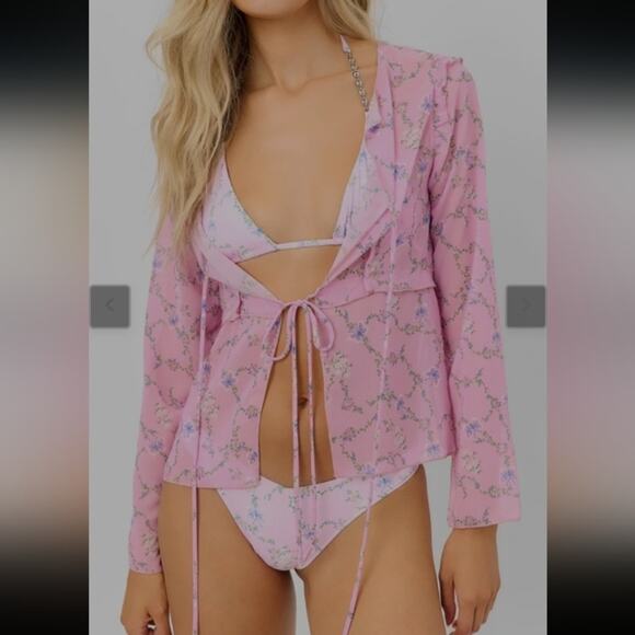 Frankie's Bikinis Tops - NWT Frankie's Bikinis "Molly" Cottagecore Barbie Ditsy Floral Sheer Top Size S